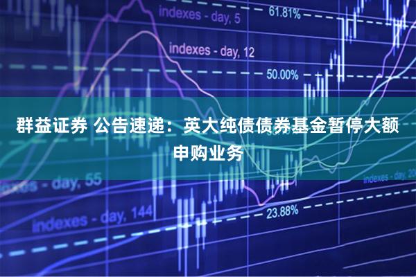 群益证券 公告速递：英大纯债债券基金暂停大额申购业务