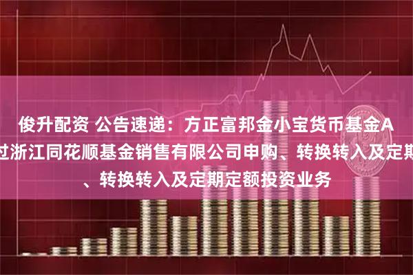俊升配资 公告速递：方正富邦金小宝货币基金A类份额暂停通过浙江同花顺基金销售有限公司申购、转换转入及定期定额投资业务